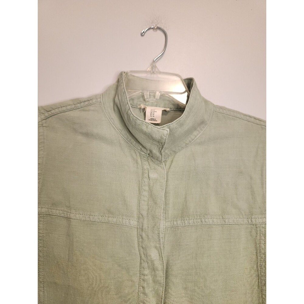 Christian Siriano Light Green Women's Linen Blend Utility Jacket Size M - Picture 8 of 12